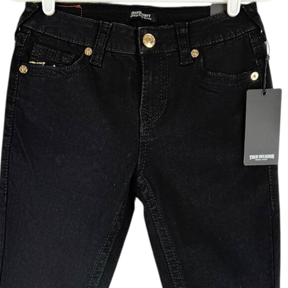 True Religion Women's Jennie Big T Mid Rise Lurex Black Skinny Jeans Size 26 NWT - Picture 3 of 11